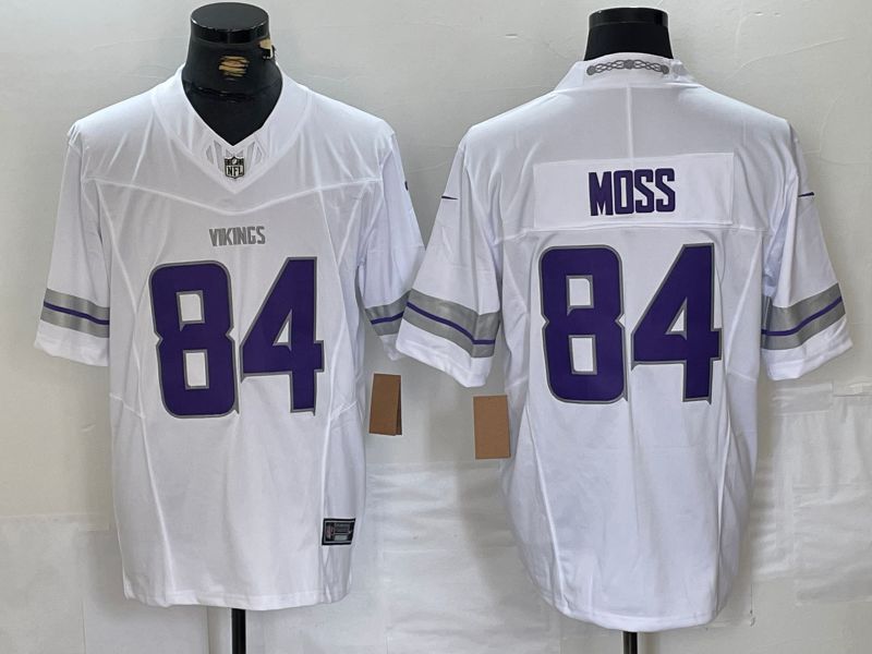 Men Minnesota Vikings #84 Moss White Retro three generations 2024 Nike Limited NFL Jersey style 1->new york yankees->MLB Jersey